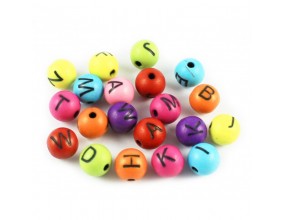Koraliki LITERKI Alfabet Kulki 8mm Mix Kolor 20szt