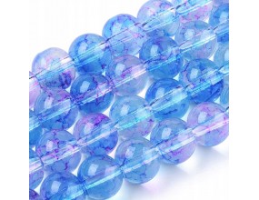 Koraliki Szklane Marmurki Niebiesko Różowe Transparentne 8mm 20szt
