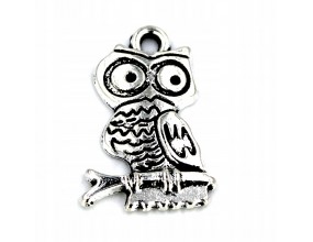 Zawieszka metalowa charms SOWA HALLOWEEN 22x15mm 2szt