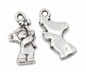 Zawieszka Metalowa Wisiorek Charms Miś Misie Miśki 19x9mm Srebrny 3szt