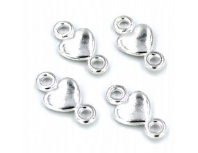 Łącznik do bransoletek metalowy SERCE 15x8 mm 4szt