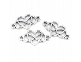 Łącznik metalowy SERCE NIESKOŃCZONOŚC 24x13mm 3szt