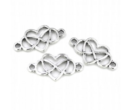 Łącznik metalowy SERCE NIESKOŃCZONOŚC 24x13mm 3szt