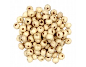 Koraliki Drewniane do Biżuterii Kula Drewno Beżowe Ecru 6mm 50szt