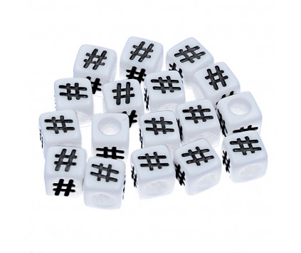KORALIKI ZNAK HASHTAG KRZYŻYK BIAŁE 7mm 20 szt