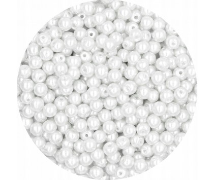PERŁA PERŁY PEREŁKI SZKLANE 4mm BIAŁE 50sztuk