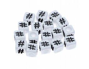 KORALIKI ZNAK HASHTAG KRZYŻYK BIAŁE 7mm 20 szt