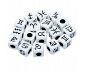 MIX KORALIKI SYMBOL ZNAKI ZODIAKU BIAŁE 7mm 10szt