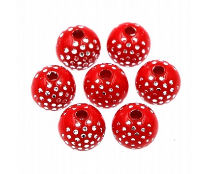 Koraliki ozdobne Czerwone 8mm 20szt akrylowe