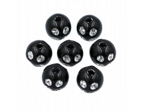 KORALIKI ZDOBIONE CZARNE 8mm 20szt AKRYLOWE