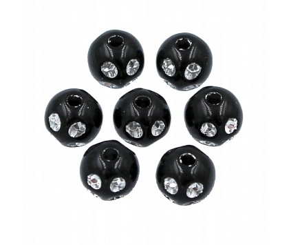 KORALIKI ZDOBIONE CZARNE 8mm 20szt AKRYLOWE