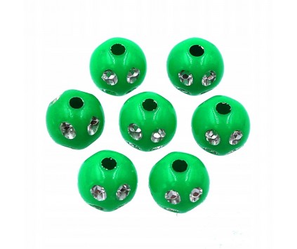 KORALIKI ZDOBIONE ZIELONE 8mm 20szt AKRYLOWE