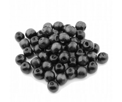 KORALIKI DREWNIANE DREWNO CZARNE 10mm 50szt KULA