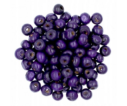 Koraliki Drewniane Kula Drewno Fioletowe 6mm 50szt