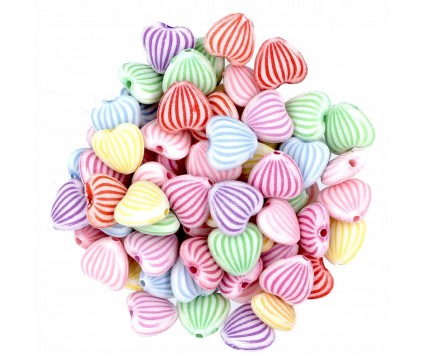 Koraliki SERCA Serduszka Pastelowe akryl Mix 100sz