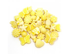 Koraliki Akrylowe Pastelowe Kształty Mix 50szt Żółte