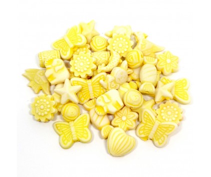 Koraliki Akrylowe Pastelowe Kształty Mix 50szt Żółte
