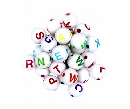 Koraliki LITERKI Alfabet Kule Kulki 8mm Mix 20szt