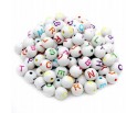Koraliki LITERKI Alfabet Kule Kulki 8mm Mix 100szt