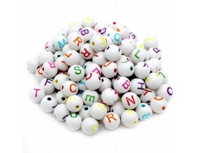 Koraliki LITERKI Alfabet Kule Kulki 8mm Mix 100szt