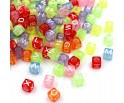 Koraliki LITERKI LITERY Kolorowe Alfabet Kostki 6mm Mix 100szt