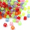 Koraliki LITERKI LITERY Kolorowe Alfabet Kostki 6mm Mix 100szt