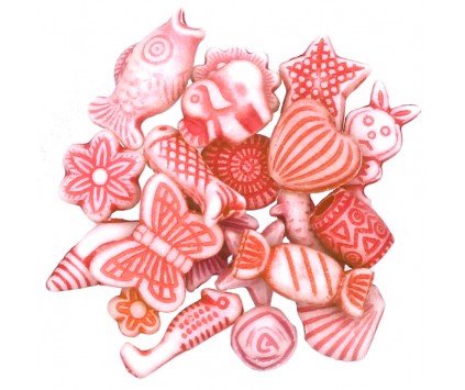 Koraliki Akrylowe Pastelowe Mix 50szt Czerwone