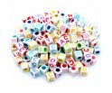 Koraliki LITERKI Alfabet Kostki 6mm Mix 100szt