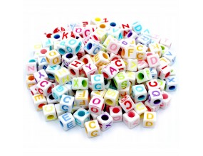 Koraliki LITERKI Alfabet Kostki 6mm Mix 100szt