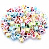 Koraliki LITERKI Alfabet Kostki 6mm Mix 100szt