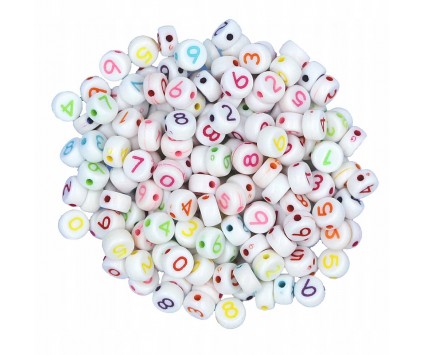 Koraliki CYFRY Cyferki Okrągłe Mix 7mm 100szt