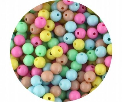 MIX KULE Koraliki Kulka KULKI 8mm PASTELOWE GŁADKIE 100szt