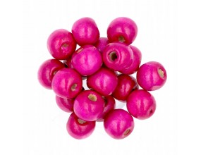 Koraliki Drewniane Kule 10mm 20szt Różowe ciemne