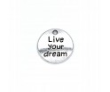 ZAWIESZKA CHARMS LIVE YOUR DREAM 20x20mm METAL 1sz