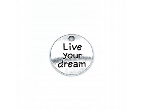 ZAWIESZKA CHARMS LIVE YOUR DREAM 20x20mm METAL 1sz