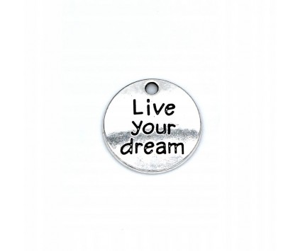 ZAWIESZKA CHARMS LIVE YOUR DREAM 20x20mm METAL 1sz
