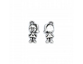 ZAWIESZKA CHARMS DZIEWCZYNKA 15x7mm METAL 4szt