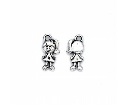 ZAWIESZKA CHARMS DZIEWCZYNKA 15x7mm METAL 4szt