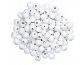 KORALIKI DREWNIANE 8mm BIAŁE KULE 100szt DREWNO
