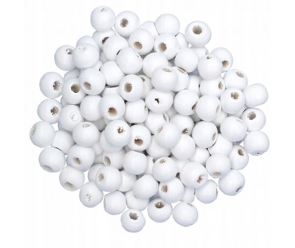 KORALIKI DREWNIANE 8mm BIAŁE KULE 100szt DREWNO