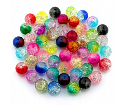 KORALIKI CRACKLE SZKŁO 8mm MIX dwubarwne 50SZT