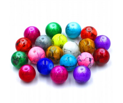 KORALIKI SZKLANE POWLEKANE MARMURKI 8mm 20SZT MIX