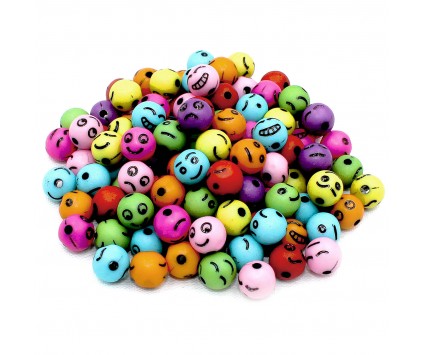 Koraliki EMOTKI buźki SMILE EMOJI kule 8mm 20szt