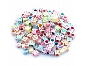Koraliki modułowe EMOTKI 6x6mm 20szt MIX EMOJI kol