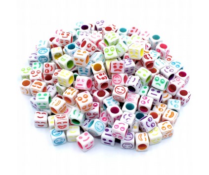 Koraliki modułowe EMOTKI 6x6mm 20szt MIX EMOJI kol