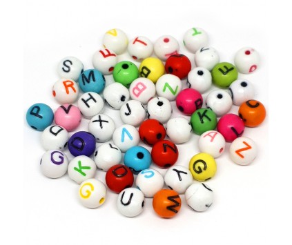 Koraliki Literki Litery Kule 8mm Alfabet Mix 50szt