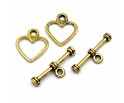 ZAPIĘCIE TOGGLE SERCE PATYK 12x4MM 4 KPL ZŁOTY C.