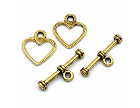 ZAPIĘCIE TOGGLE SERCE PATYK 12x4MM 4 KPL ZŁOTY C.