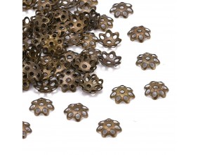 Nakładki Przekładki 6mm Kwiatki 100szt Złote Antyczne