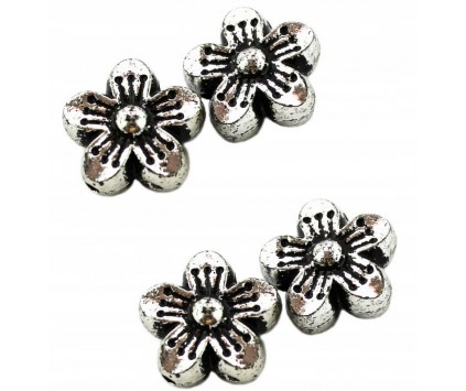 Przekładka Kwiat 15x8mm srebrny antyczn 4szt akryl
